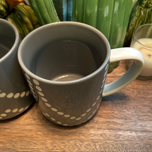 DOTTED Ceramic Coffee MUGS Set of 2 Gray - Picture 2 of 4